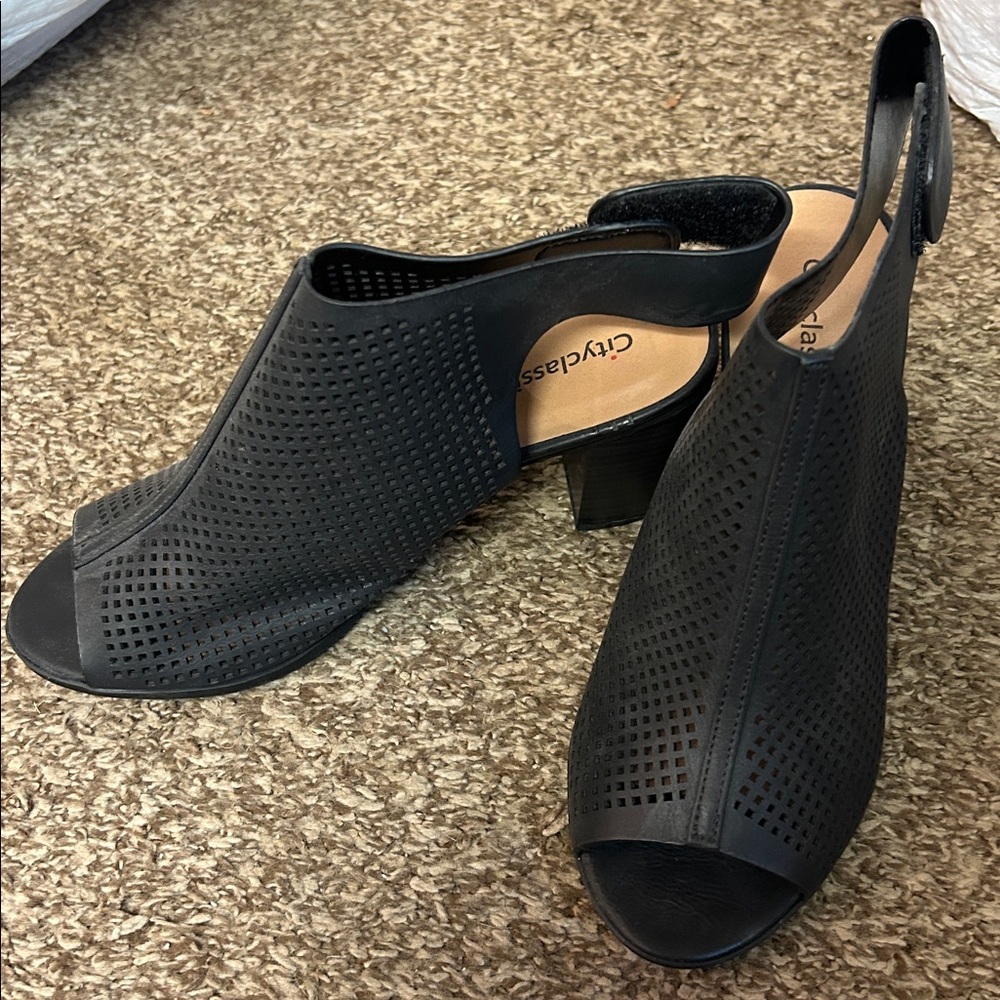 Cityclassified Black Peep-Toe Ankle Booties
